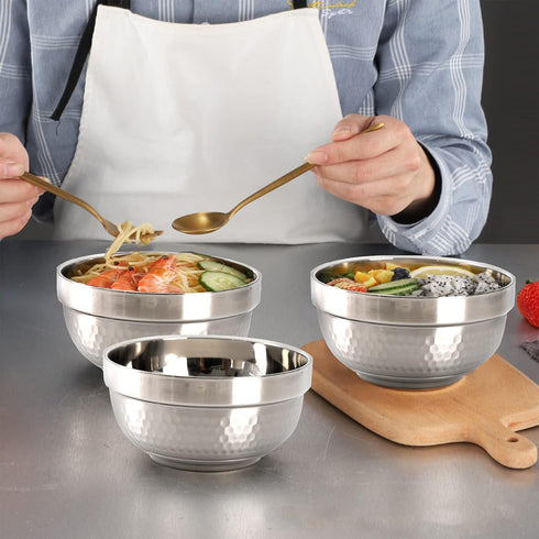 ZENFUN 6 Pack 304(18/8) Stainless Steel Bowls 5 Inch Snack Bowls, 17 Oz Soup Bowls Lightweight Salad Bowls Double-walled Insulated Bowls for Rice,...