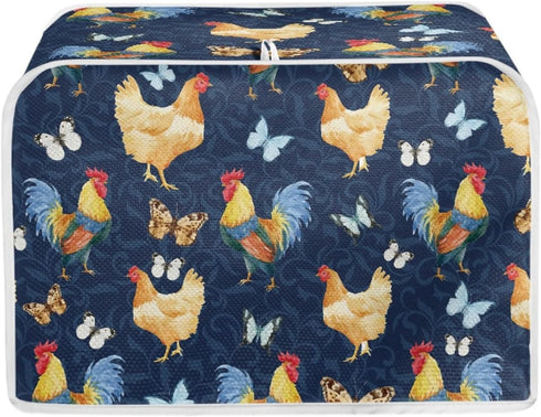 Toaster Cover 4 Slice,Rooster Chicken Pattern Kitchen Decor Toaster Dust Cover Protective Cover Bread Maker Cover Toaster Oven Cover,Machine Washa...