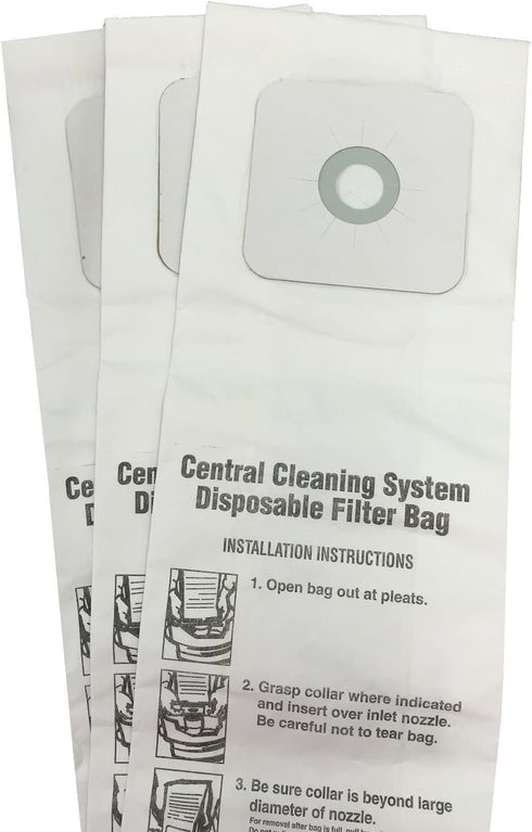 CENTRAL VACUUM BAGS for Nutone 391, 391-8, 3918, 44186 3-Pack...