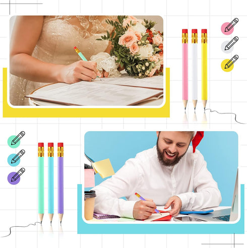 Zonon 48 Pieces Golf Pencils Half Pencils with Eraser Wedding Mini Pencils Short Small Pencils for Kids Bridal Shower School Office Writing Drawin...