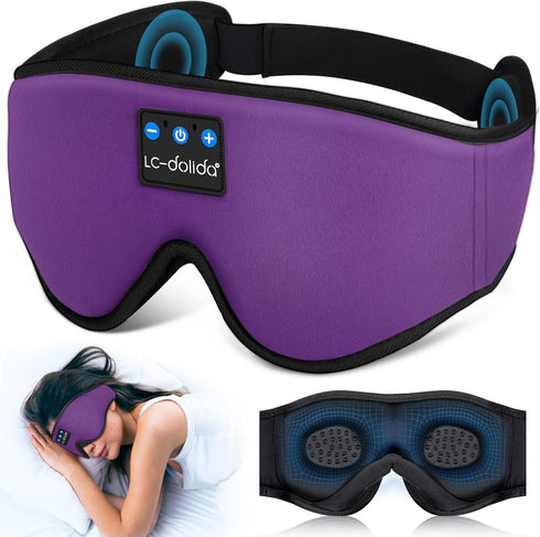 Sleep Mask with Bluetooth Headphones,LC-dolida 3D Music Bluetooth Sleeping Eye Mask Wireless Sleep Headphones for Side Sleepers,Nap,Air Travel,Med...