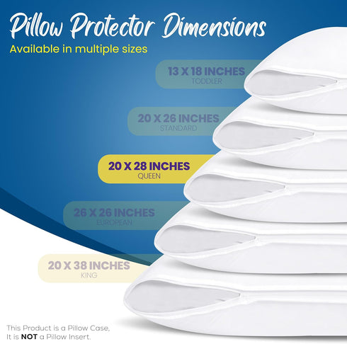 Utopia Bedding Waterproof Queen Size Pillow Protectors Zippered (4 Pack, White), Dust Mite and Bed Bug Proof Pillow case Protectors, Moisture Wick...