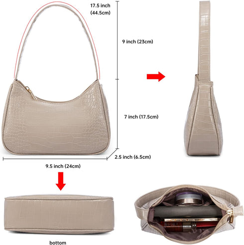 LOVEVOOK Shoulder Bag for Women, Small Purses Croc Pattern Clutch Purse Vegan Leather Little Purse Cute Mini Handbag...