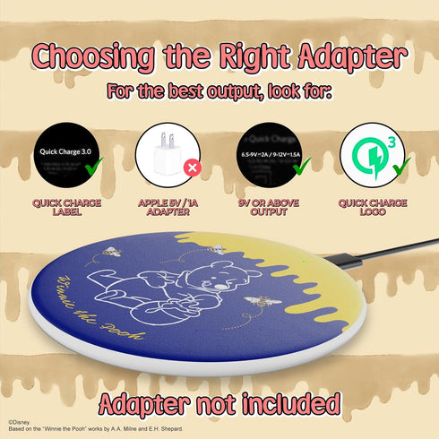 Disney Winnie The Pooh Wireless Charging Pad- 10 Watt Wireless Charging Station Compatible with All Qi Enabled Devices | Classic Winnie The Pooh G...