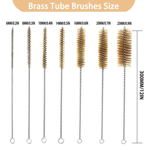 7Pcs Brass Tube Brushes Bottle Brush Wire Tube Brushes, Long Wire Cleanling Brushes Tube Cleaning Lab Brushes Straw Cleaner Brush Wire Bottle Brus...