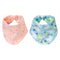 Southwest Llama 2 Pack Reversible Flannel Bandana Bib Set-Fox/Dot, Llama/Chevron Prints, Pinks, Mint, Gray, Turquoise, Lime, 100% Cotton Flannel, ...