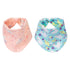 Southwest Llama 2 Pack Reversible Flannel Bandana Bib Set-Fox/Dot, Llama/Chevron Prints, Pinks, Mint, Gray, Turquoise, Lime, 100% Cotton Flannel, ...