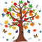 133 Pieces Classroom Tree Bulletin Board Set Fall Tree Bulletin Board Decoration Seasonal Trees for Bulletin Board Butterflies Maple Leaves Cutout...