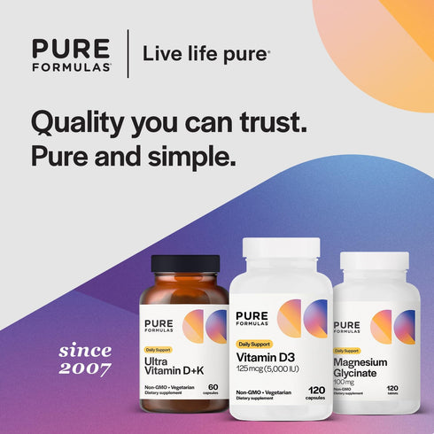 PureFormulas Vitamin D3 5,000 IU 125 mcg - Pure Vitamin D Supplement for Healthy Bone Formation, Teeth, Cardiovascular Health, and Immune Support ...