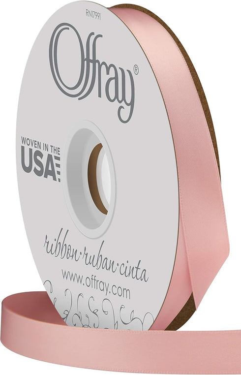 Offray Double Face Satin Ribbon, 50 Yards, Pink Blush, 150 Foot (Pack of 1)...