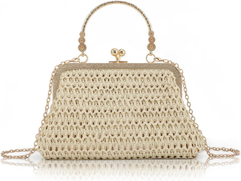 Lanpet Straw Clutch Purses for Women, Summer Evening Handbags, Woven Beach Shoulder Handbags for Party, Prom, Wedding...