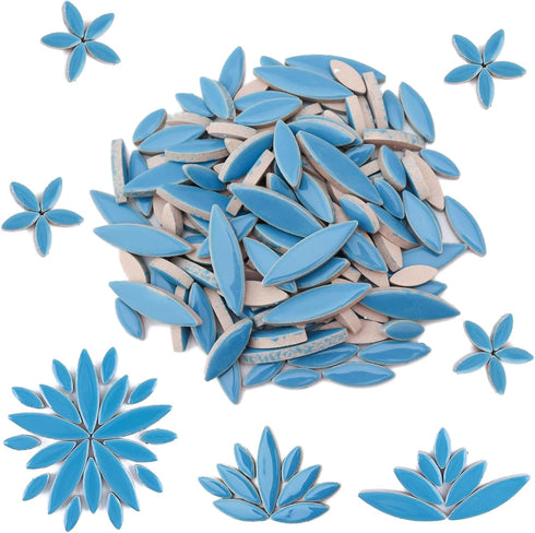 Petal Mosaic Tiles for Crafts, 200g Flower Tiles Pieces for Mosaic Craft Supplies,DIY Mosaic Outdoor Decor(Sky Blue)...