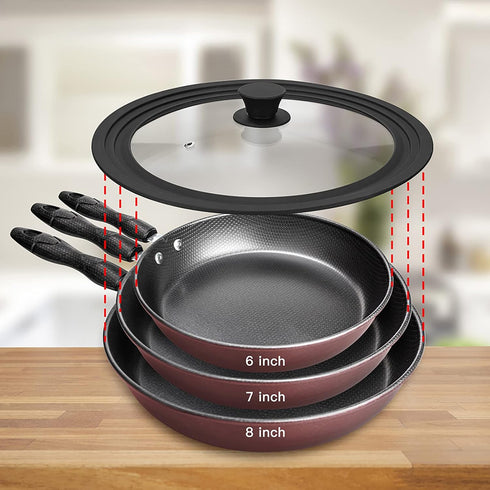 Universal Lid for Pots, Pans and Skillets Vented Tempered Glass with Heat Resistant Silicone Rim, Fits 6 inch, 7 inch, 8 inch Cookware, Replacemen...