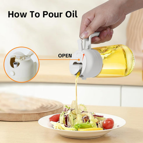 Oil Dispensing, Oil Sprayer For Cooking, Oil Dispenser For Kitchen, 2 in 1 Olive Oil Dispenser And Oil Sprayer 16oz/470ml For Cooking, Kitchen, Sa...