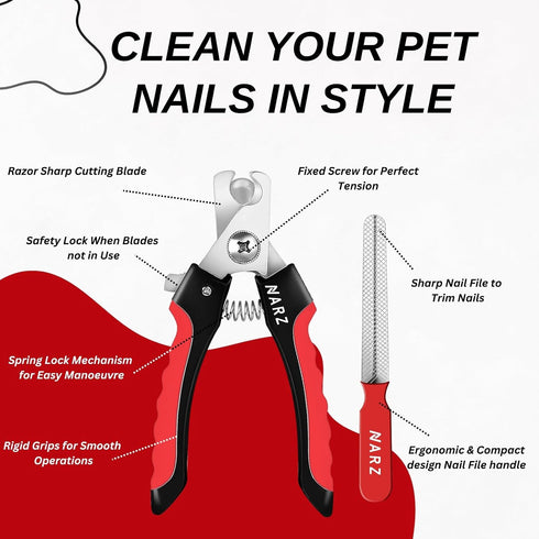 Dog Nail Clippers Professional Dog Nail Trimmers & Pets Nail Trimmers Cat Nail Clipper with Pet Nail File Cat Nail Trimmers with Safety Lock to Pr...