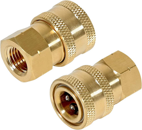 YAMATIC Pressure Washer Adapter, 1/4 Inch Quick Connect Fittings, Solid Brass, 1/4'' Quick Connect Socket to 1/4'' Female NPT, Power Washer Couple...