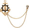 Knighthood Brooch Pin Golden Anchor Rudder Ships Wheel Nautical with Hanging Chain Brooch Suit Stud Lapel Pin...