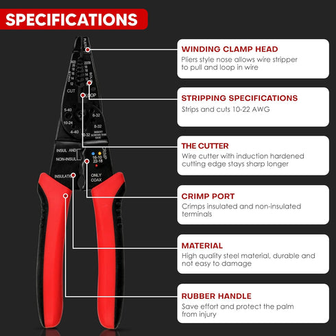 Wire Stripper Cutter Wire Stripping Tool - 8 Inch, Multi-Function Hand Tool?Professional Handle Design And Refined Craftsmanship.,XT-1-001...