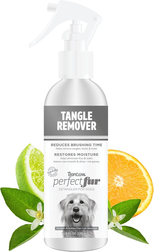TropiClean Perfect FurDetangler Spray for Dogs - Made in USA - Detangling & Dematting Formula - Removes Mats & Knots for Gentle, Easy Brushing - N...