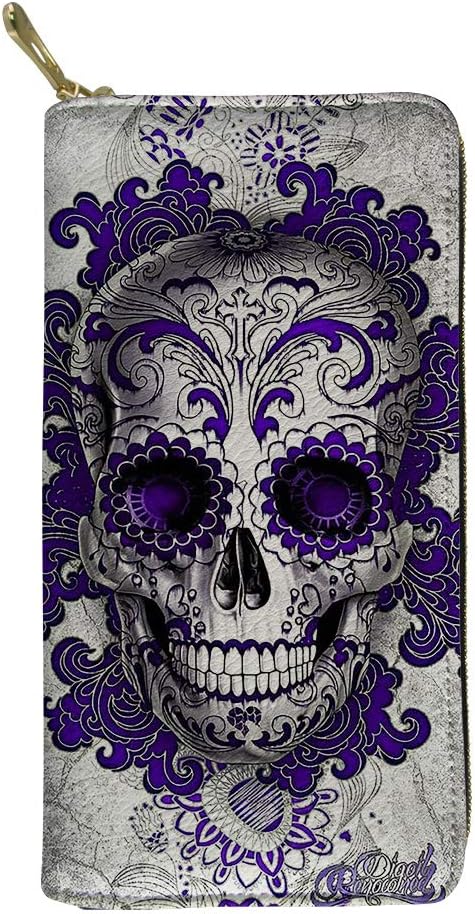 Women's Gothic Skull Zipper Clutch Long Wallet Multifunction Holder Organizer Purse Handbags...