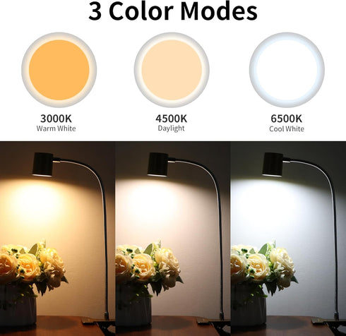 Dott Arts Desk Lamp,USB Clip On Light with 3 Color Modes,LED 10 Levels Brightness Reading Lamp, 360° Gooseneck Book Light,Eye-Care Reading Light f...