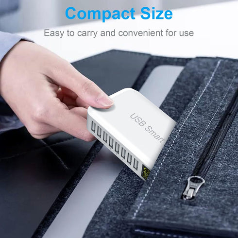 USB Charging Station, Ziwodiv 8-Port 60W/12A USB Charger Station, Multi Ports USB-A Charging Hub with LED Display, Compact Desktop Charger for Mul...