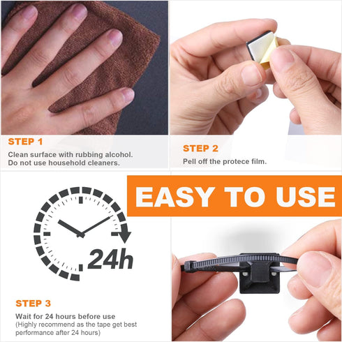 50 Pack 1.5 inch Zip Tie Adhesive Mounts Self Adhesive Cable Tie Base Holders with Multi-Purpose Tie wire clips with screw hole,Anchor stick on wi...