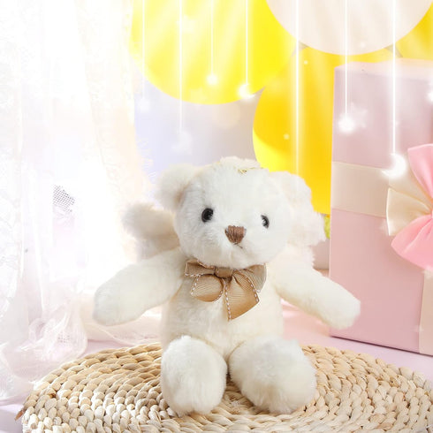 Angel Bear Plush Stuffed Animal with Wings White Bear Dolls for Boys Girls Birthday Gift (Ribbon Bow, 10 Inch)...