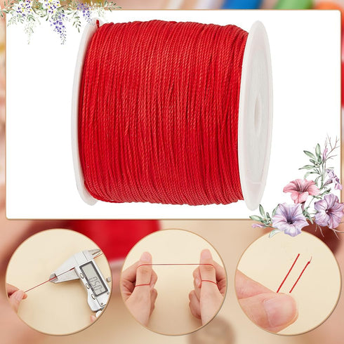 PH PandaHall 0.5mm Red Waxed Cord,116 Yards Round Waxed Polyester Cord Twine Thread Beading String Spool for Bracelet Necklace Rope Jewelry Making...