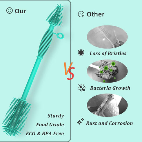 Bottle Brush and Straw Cleaner Set Silicone,Soft Baby Bottle Cleaner Brush,Bendable Straw Cleaning Brush,Long Handle Bottle Brushes for Cleaning (...