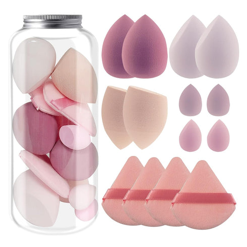 14 Pcs Makeup Sponge Set, Beauty Blender Make up Sponges Setting Face Puffs with 4 Pcs Powder Puff and 4 Pcs Mini Makeup Sponges for Liquid, Cream...