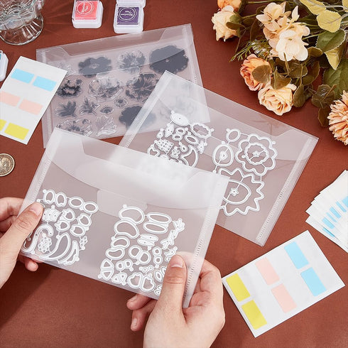 30PCS Clear Stamp and Die Storage Pockets Plastic Envelopes 5x7inch Dies Storage Bag with 60 Label Sticker Resealable Plastic Storage Pocket Dies ...