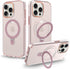 Phone Case Compatible with iPhone 15 Pro Max?Compatible with Magsafe?with Metal Ring Invisible Stand,Pink Translucent Matte Back (TPU+PC Classic C...