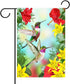 ALAZA Hummingbirds Red Flower Hibiscus Yellow Lilies Birds Small Garden Yard Flag 12" x 18" Twin Sides, Tropical Flower Leaves Birds Decorative Fl...