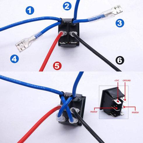 Weideer 12V Polarity Reverse Switch Momentary 6 Pin (ON)-Off-(ON) RV Jack Switch Motor Control Rocker Toggle with Jumper Wires...