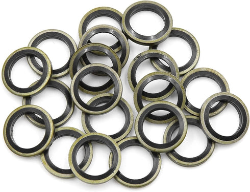 X AUTOHAUX 20pcs Engine Oil Crush Washers Drain Plug Gaskets 12mm ID. 18mm OD. Bronze Tone for Car...