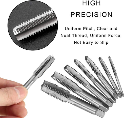 JONMON 8Pcs Metric Tap Set, M3-M12 Hand Screw Thread Plug Taps with Adjustable Thread Tap Reamer Wrench Milling Machine Tapping Kit for Woodworkin...