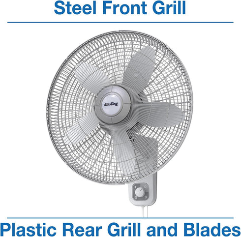 Air King 9018 Commercial Grade Oscillating Wall Mount Fan, 18-Inch , White...