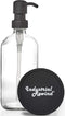 Matte Black Soap Dispenser Pump on Clear 16oz Durable Glass Bottle for Kitchen Sink or Restroom Vanity...