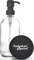 Matte Black Soap Dispenser Pump on Clear 16oz Durable Glass Bottle for Kitchen Sink or Restroom Vanity...