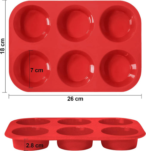 Anaeat Silicone Muffin Pan - 6 Cups Non-Stick Cupcake Molds, Food Grade Silicone Baking Tray for Making Egg Muffin, Cupcake, Quiches, Tart and Des...