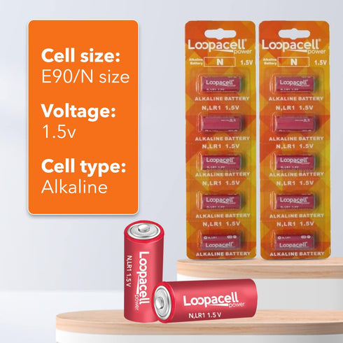 E90 Alkaline Batteries, 1.5V, LR1 N Size (Pack of 10)...