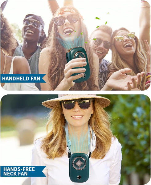 AICase Portable Rechargeable Personal Mini Neck Fan Handheld Fan 3 Speeds 2000mah Battery with LED Battery Display and Lanyard for Outdoor,Cooking...