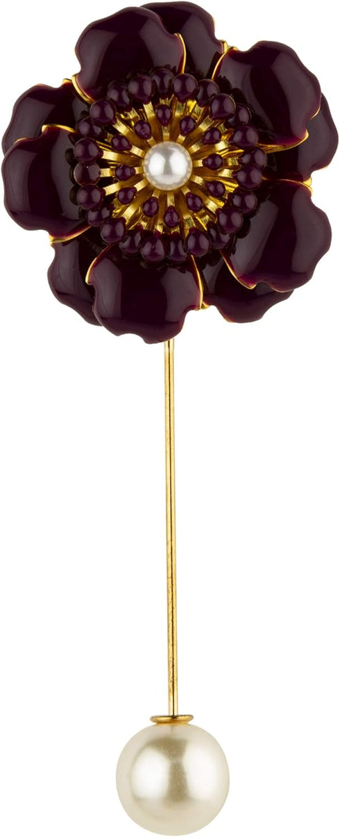 Knighthood Brooch Pin Purple Flower with Pearl Detailing Lapel Pin Badge Coat Suit Wedding Gift Party Shirt Collar Lapel Pin Accessories for Men W...