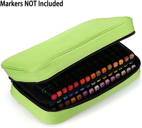 BTSKY Art Marker Carrying Case Lipstick Organizer-60 Slots Canvas Zippered Markers Storage for Touch Spectrum Noir Paint Sharpie Markers, Empty Wa...