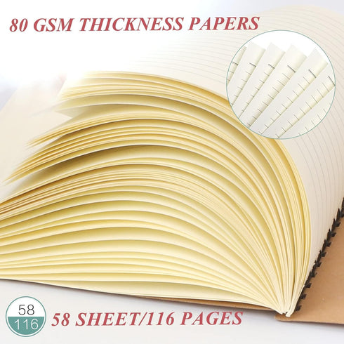 Spiral Notebook, 4 Pack Kraft Notebooks 5x8 Inches, A5 Lined College Ruled Notebooks Journal with Kraft Cover and 58 Sheets/116 Pages Ruled Lined ...