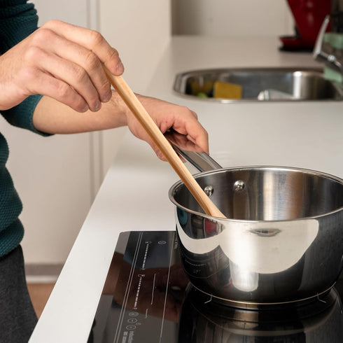 4 Pieces Wood Mixing Spoon Long Handle Wooden Spoons for Kitchen Stirring and Cooking, 13 Inches Long (Light Brown)...