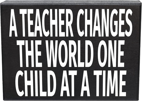 JennyGems A Teacher Changes World One Child at Time Wood Sign, Inspirational Teacher Gift, Classroom Decor, Gift for Teacher Appreciation...