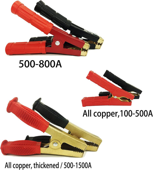 Jumper Cable Battery Clamps Crocodile Clamp Pure Copper 100A/800A/1500A Car Battery Charger Clamps Power Replacement Battery Alligator Clips Jumpe...