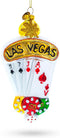 Las Vegas Casino with Playing Cards & Chips Blown Glass Christmas Ornament...